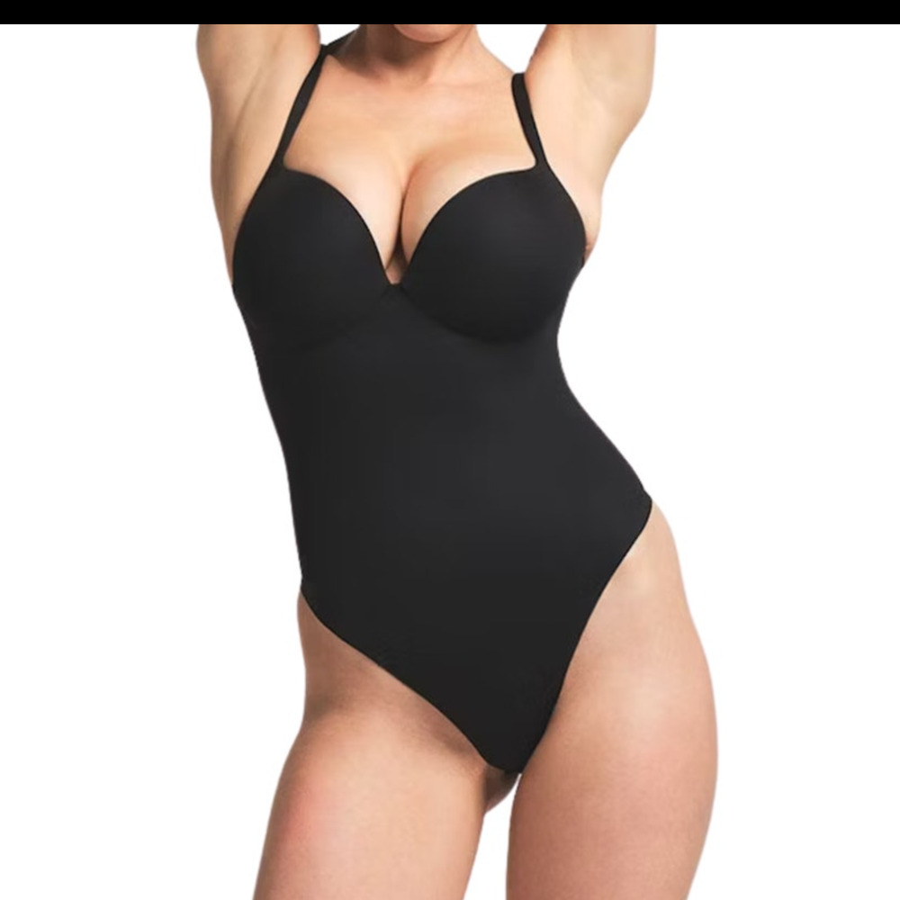 SKIMS Ultimate Body Push‑Up Thong Bodysuit Onyx Size XS NWT